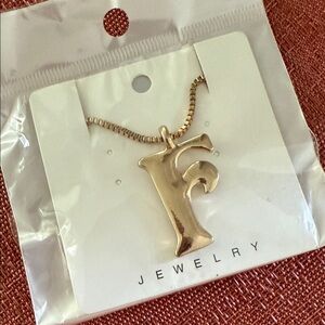 Gold Initial 'F' Pendant Necklace